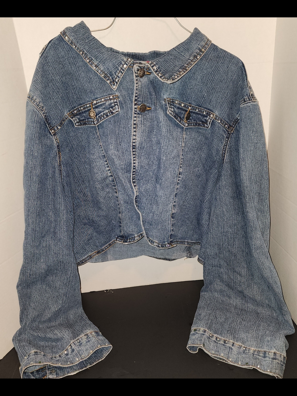 Thalia Sodi Jean Blue Denim Cropped Jean Jacket Size 3x